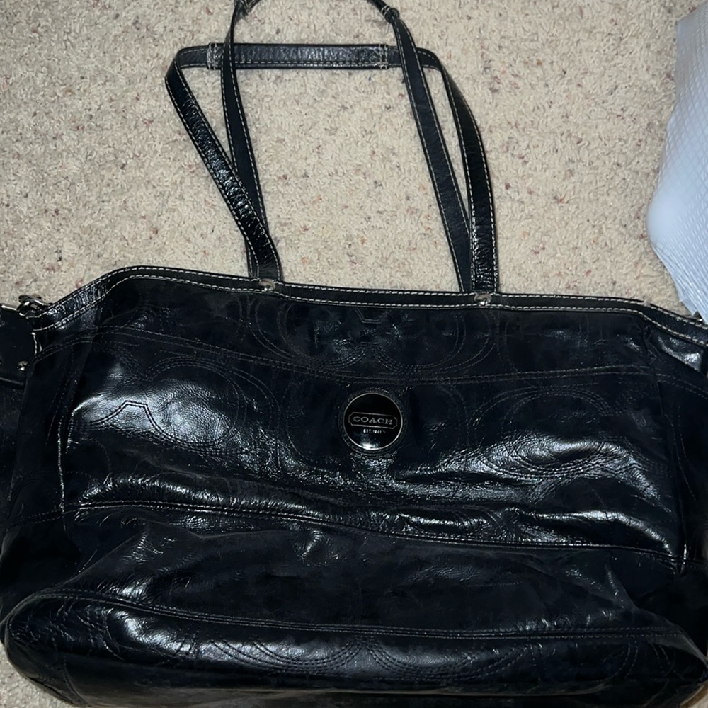 Coach gun metal bag/ Diaper Bag / changing pad included